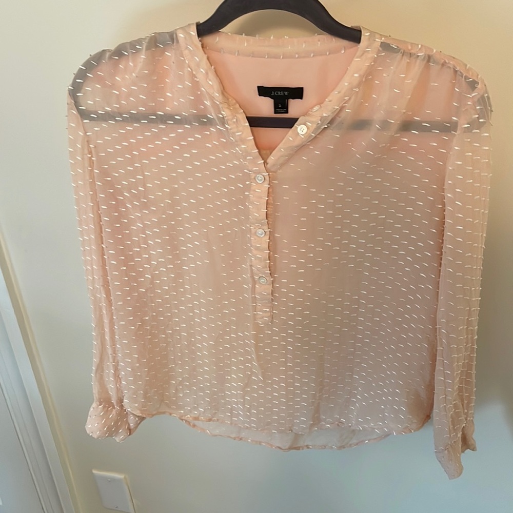 J. Crew Blush Pink Blouse Patterned Size 2 Sheer